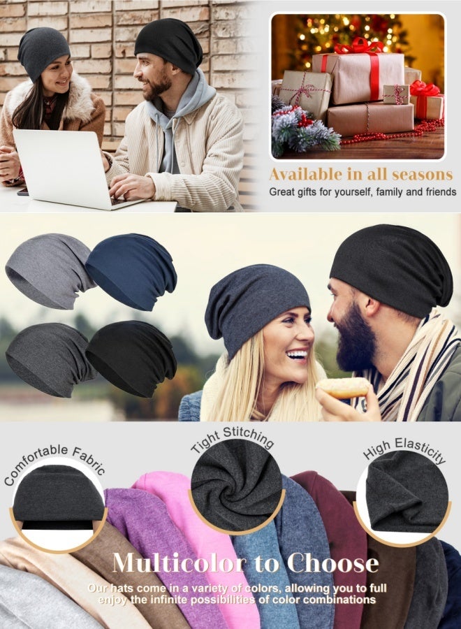 أفضل ذروة قبعة صوفية قطنية فضفاضة، عبوة من 4 قطع، قبعة جري ناعمة وخفيفة الوزن وكبيرة الحجم للرجال والنساء - Image 3